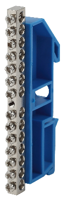 Шина N Ноль на DIN-изол ШНИ-6х9-14 никелированная Д-Синий