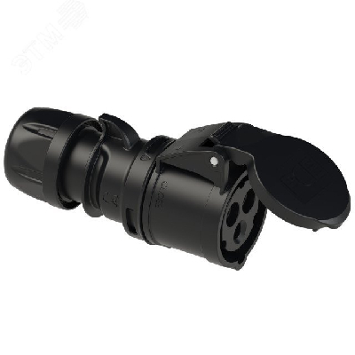 Розетка кабельная 16А/230V/1P+N+E/IP44, черная