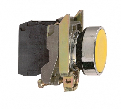 Кнопка желтая без фиксации 22 мм 1но