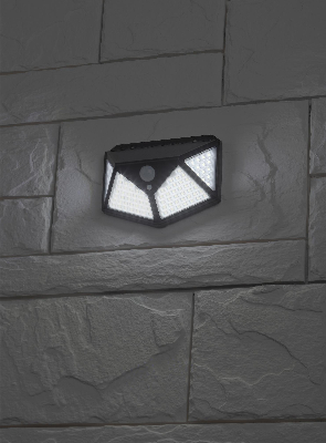 Фасадный светильник с датч. движ. и 4-мя плоск. освещ., на солн. бат.100 LED,300 lm ERAFS100-04