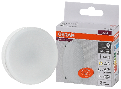 Лампа светодиодная LED 8 Вт GX53 3000К 640Лм таблетка 220 В (замена 60Вт) OSRAM