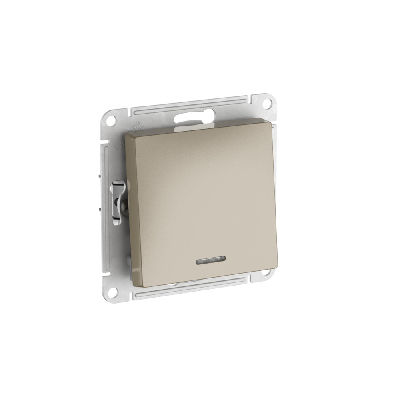 ATLASDESIGN 1-клавишный ВЫКЛЮЧАТЕЛЬ с подсветкой ,сх.1а, 10АХ,мех., быстрозажимные клеммы, ШАМПАНЬ