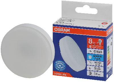 Лампа светодиодная LED 8Вт GX53 6500К 640Лм спот 220В (замена 60Вт) OSRAM