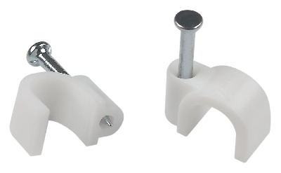 Скоба пластиковая крепежная круглая 6 мм белая NO-224-568 (50 шт/уп)