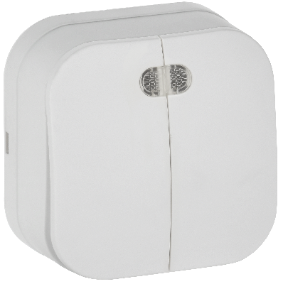 GLORY Выключатель 2-клавишный для открытой установки с индикацией 10А ВС20-2-1-ХБм белый матовый IEK