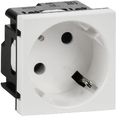 Розетка 45град с заземляющим контактом без защитной шторки и винтовым зажимом (2 модуля) белая