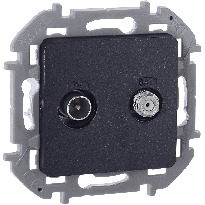 Розетка двойная TV+SAT тип звезда двухкабельная антрацит INSPIRIA