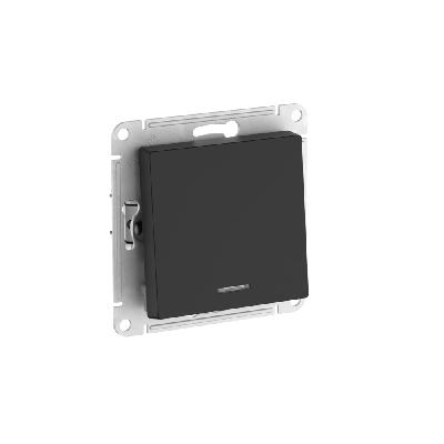 ATLASDESIGN 1-клавишный ПЕРЕКЛЮЧАТЕЛЬ с подсветкой, сх.6а, 10АХ, быстрозажимные клеммы, КАРБОН