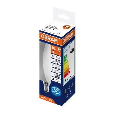 Лампа светодиодная 10Вт 806Лм 4000К Е14 свеча 170-250В OSRAM LONG LIFE