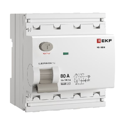 Выключатель дифференциального тока ВД-100N 4P 80А 300мА AC эл-мех 6кА PROXIMA