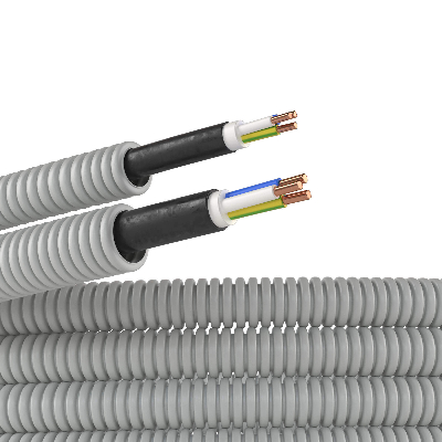 Труба гофрированная ПВХ д.20мм с кабелем РЭК ГОСТ+ ВВГнгLS 3*2.5 (100м)