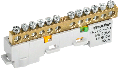 TEKFOR Шина PE земля неизолированная на универсальном держателе 6х9-12-Ж IEK