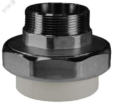 Муфта разъемная 32x3/4' НР комбинированная, полипропиленовая PPR американка, серая