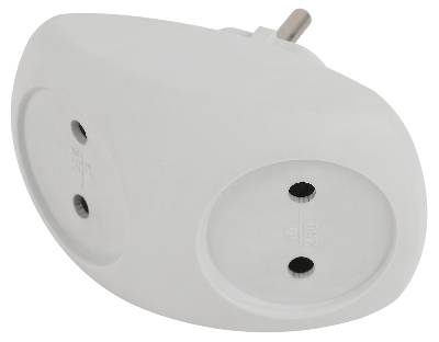 Разветвитель электрический SPx-2-W на 2 розетки без заземления 10А белый