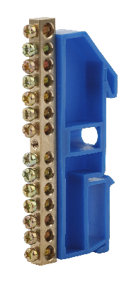 Шина N  ноль  на DIN-изол ШНИ-6х9-14-Д-синий