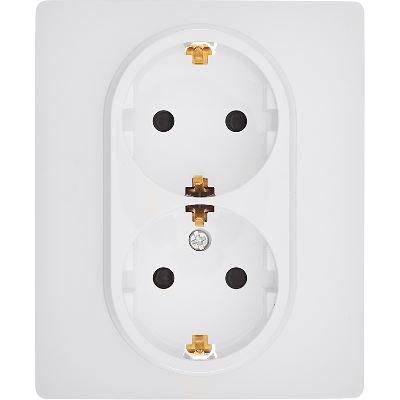 Розетка 2-местная с заземлением с защитными шторками 16А в сборе белый INSPIRIA