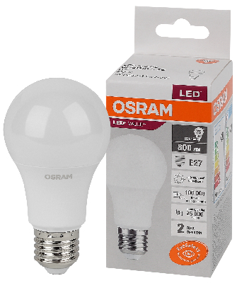 Лампа светодиодная LED 10 Вт E27 4000К 800Лм груша 220 В (замена 75Вт) OSRAM