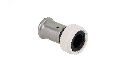 Пресс-фитинг с накидной гайкой, плоское уплотнение, ПВДФ пресс (белый), 20x3/4