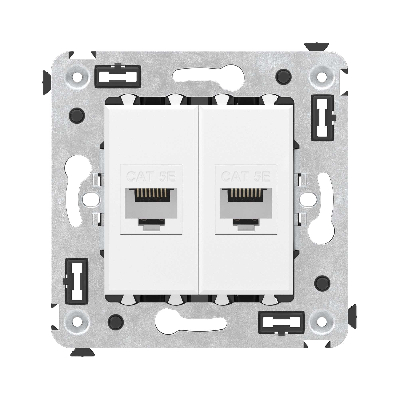 Avanti Компьютерная розетка RJ-45 без шторки в    стену, кат.5е двойная, Белое облако