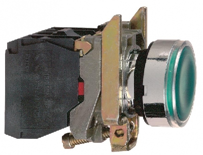 Кнопка зеленая возвратная 22 мм 24В с подсветкой