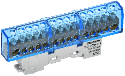 TEKFOR Шина N ноль изолированная на универсальном держателе 8х12-14-С IEK