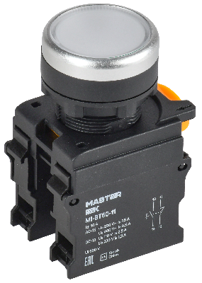 Кнопка d=22мм 1NO+1NC белая MASTER IEK