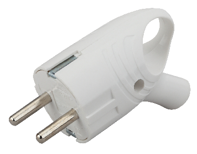 Вилка с/з угловая с кольцом 16A белая (24/480/5760) Vx4-W