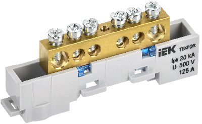 TEKFOR Шина N ноль неизолированная на универсальном держателе 8х12-6-С IEK