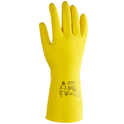Химостойкие латексные перчатки с напылением желтые JL711-10/XL Atom Universal, 0,4 мм
