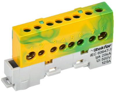 TEKFOR Шина PE земля изолированная на универсальном держателе 8х12-8-ЖЗ IEK