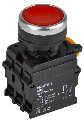 Кнопка с подсвет. и фикс. d=22мм 1NO+1NC красная MASTER IEK