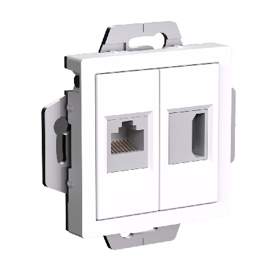 ATLASDESIGN РОЗЕТКА двойная HDMI+RJ45, кат.5Е, механизм, БЕЛЫЙ