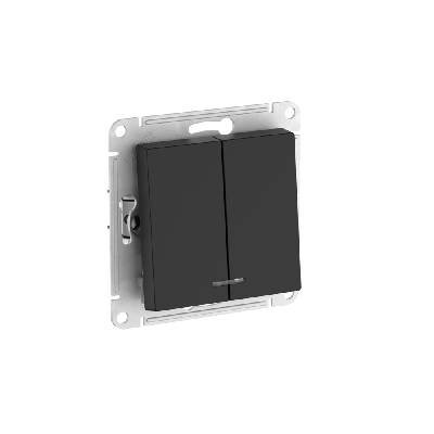 ATLASDESIGN 2-клавишный ВЫКЛЮЧАТЕЛЬ с подсветкой ,сх.5а, 10АХ, быстрозажимные клеммы, КАРБОН