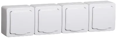 Гермес PLUS Розетка четырехместная наружная белая IP54