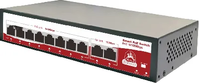 Коммутатор неуправляемый 8x100Мбит/с (RJ45 с PoE+), 2x100Мбит/с (RJ45) 120Вт