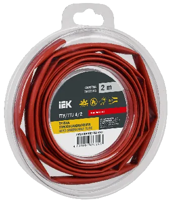 Трубка термоусадочная ТТУ нг-LS 4/2 красная (2м/упак) IEK