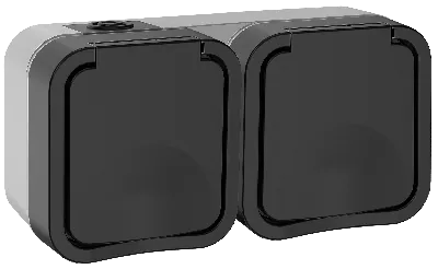 Розетка 2-местная горизонтальная TORS 16А IP55 графит