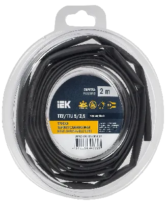 Трубка термоусадочная ТТУ нг-LS 5/2,5 черная (2м/упак) IEK