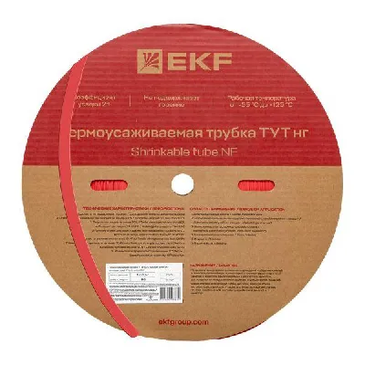 Трубка термоусаживаемая ТУТ нг 10/5 красная рулон EKF PROxima