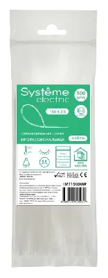 Стяжка кабельная MultiSet 150х3.6 Белая (100шт)