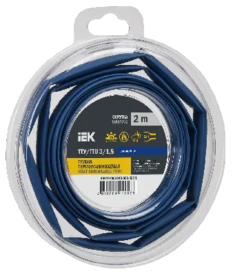 Трубка термоусадочная ТТУ нг-LS 3/1,5 синяя (2м/упак) IEK