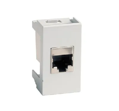 Компьютерная розетка RJ-45, кат. 5е, экранированная, 8P8C, Viva, белая, 1 модуль