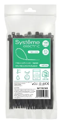 Стяжка кабельная MultiSet 150х3.6 Чёрная (100шт)