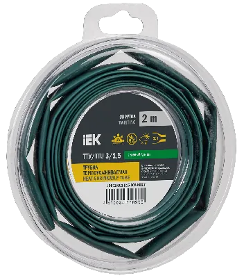 Трубка термоусадочная ТТУ нг-LS 3/1,5 зеленая (2м/упак) IEK