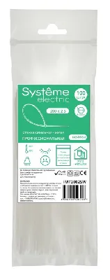 Стяжка кабельная MultiSet 200х2.5 Белая (100шт)
