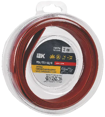 Трубка термоусадочная ТТУ нг-LS 12/6 красная (2м/упак) IEK