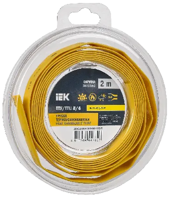 Трубка термоусадочная ТТУ нг-LS 8/4 желтая (2м/упак) IEK