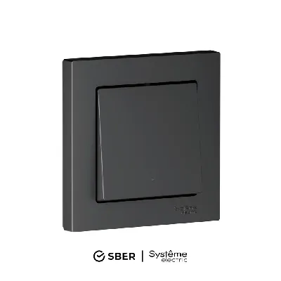 ATLASDESIGN SMART 1-кл. ВЫКЛЮЧАТЕЛЬ с подсв., Zigbee, сх.1, L+N, 10А, мех., КАРБОН