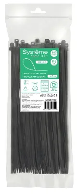 Стяжка кабельная MultiSet 380х7.6 Чёрная (100шт)