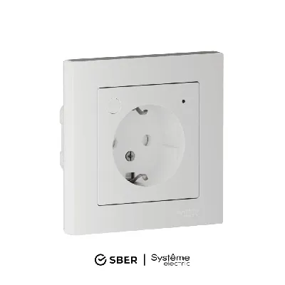 ATLASDESIGN SMART РОЗЕТКА с заземл., со шт., Zigbee, L+N, 16А, мех., БЕЛЫЙ